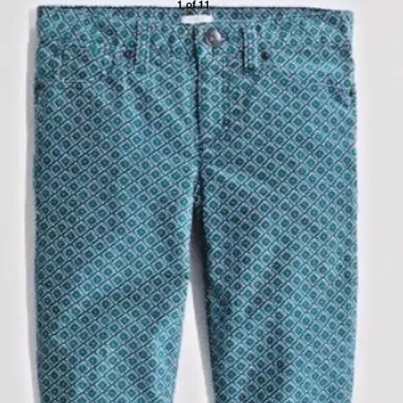 J. CREW Toothpick Printed Cords Pants Skinny Leg Corduroy - Picture 3 of 12